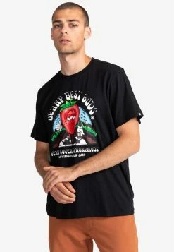 Element Homme Manches Courtes T Shirt Imprimé Flint Black