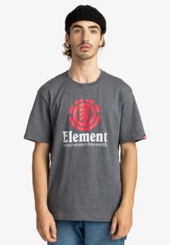 Element Homme VERTICAL T Shirt Imprimé Charcoal Heathe
