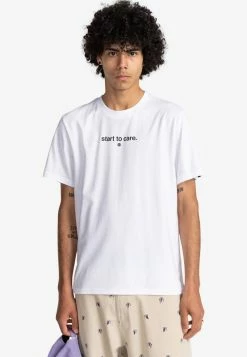 Element Homme CARE MANCHES COURTES T Shirt Imprimé Optic White